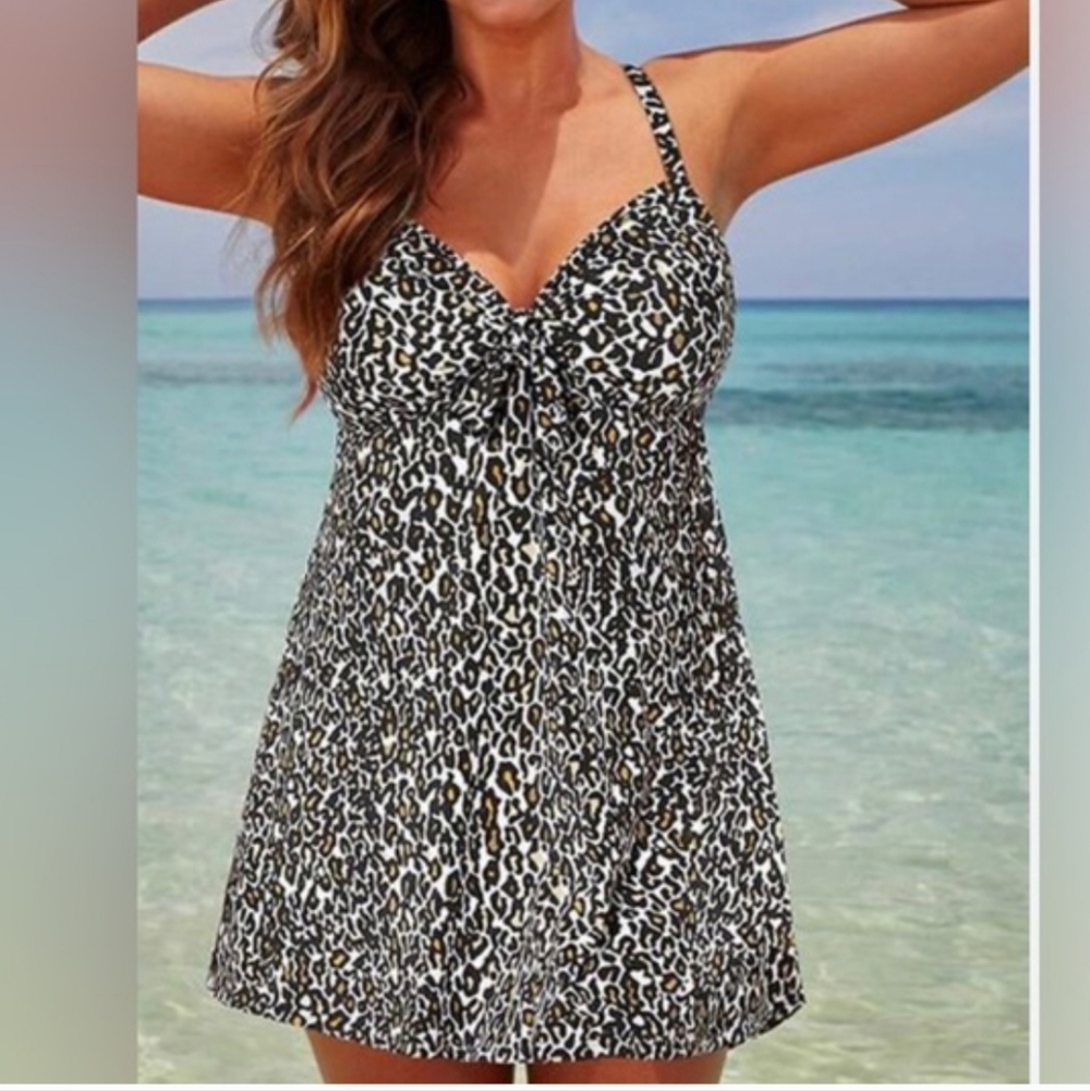 Swimsuits For All Leopard Print Swim Dress